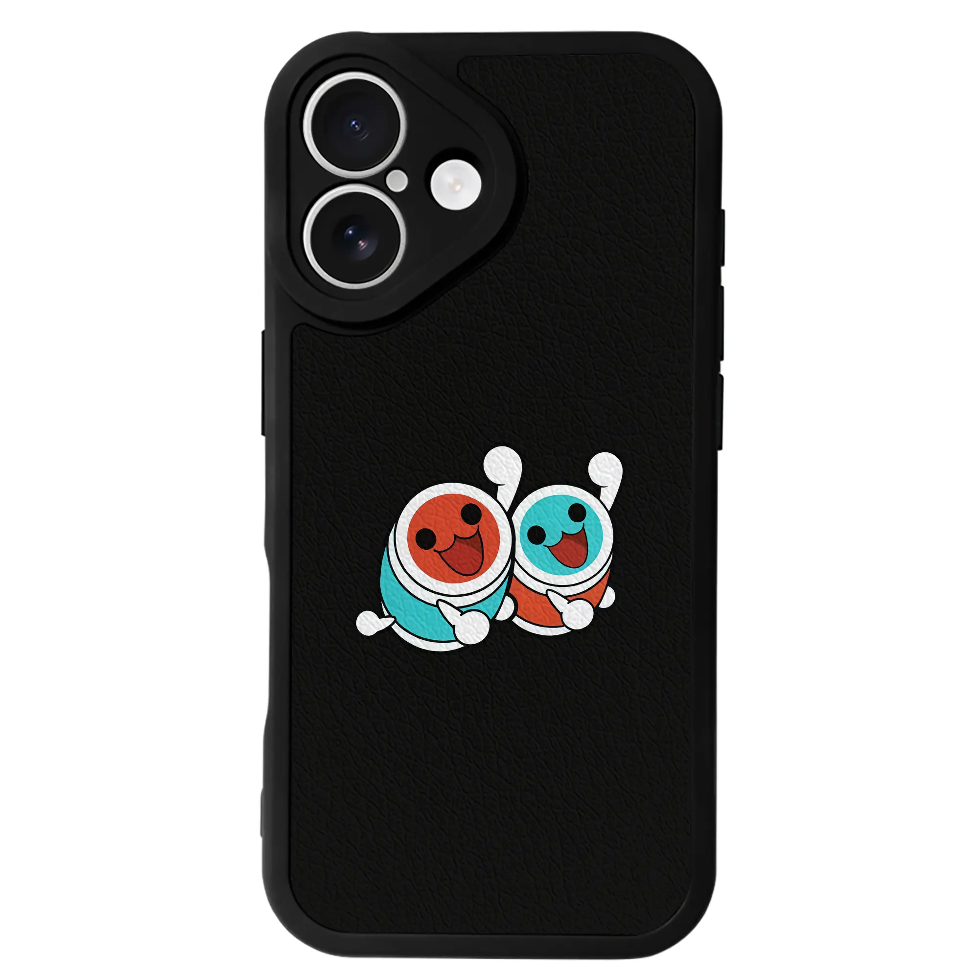 太鼓の達人 グッズ - IPhone 16シリーズ対応 ・ シリコンスマホケース ・ レザー調 ・ 高精度フィット ・ 耐衝撃 ・ ワイヤレス充電対応 ・ 精密カット